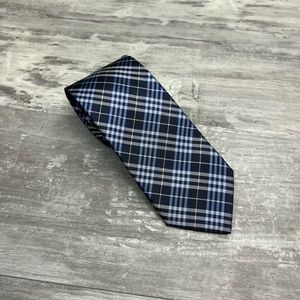 Claudio Marinetti Navy w/ Blue, White & Gold Plaid Silk Tie